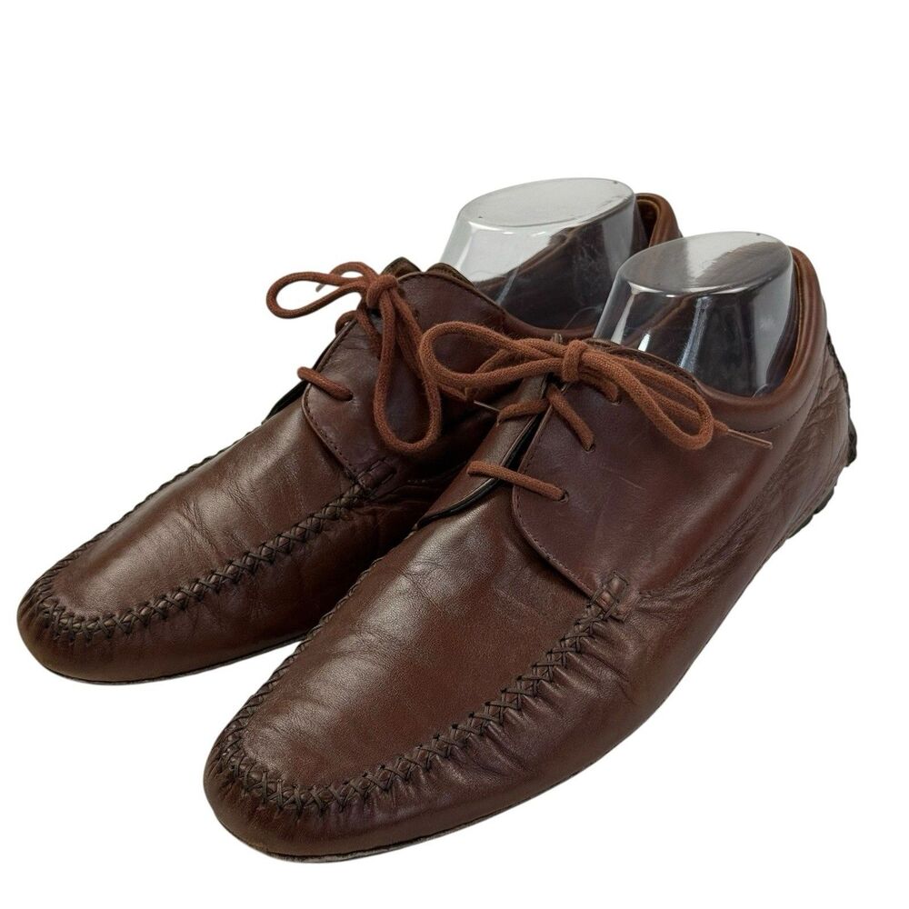 Moreschi Italy Lace Up Oxford Driving Shoes Men 10.5 Brown Leather